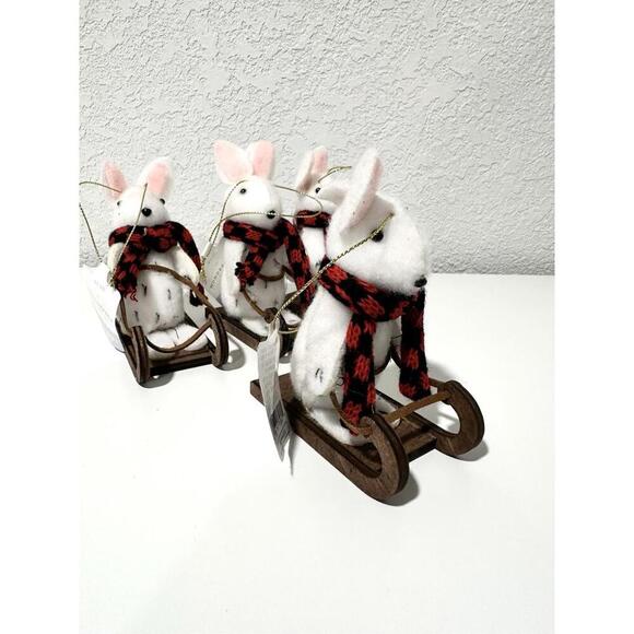 New Target Wondershop Rabbit Sled Christmas Tree Ornaments - Set Of 4 - Picture 5 of 5